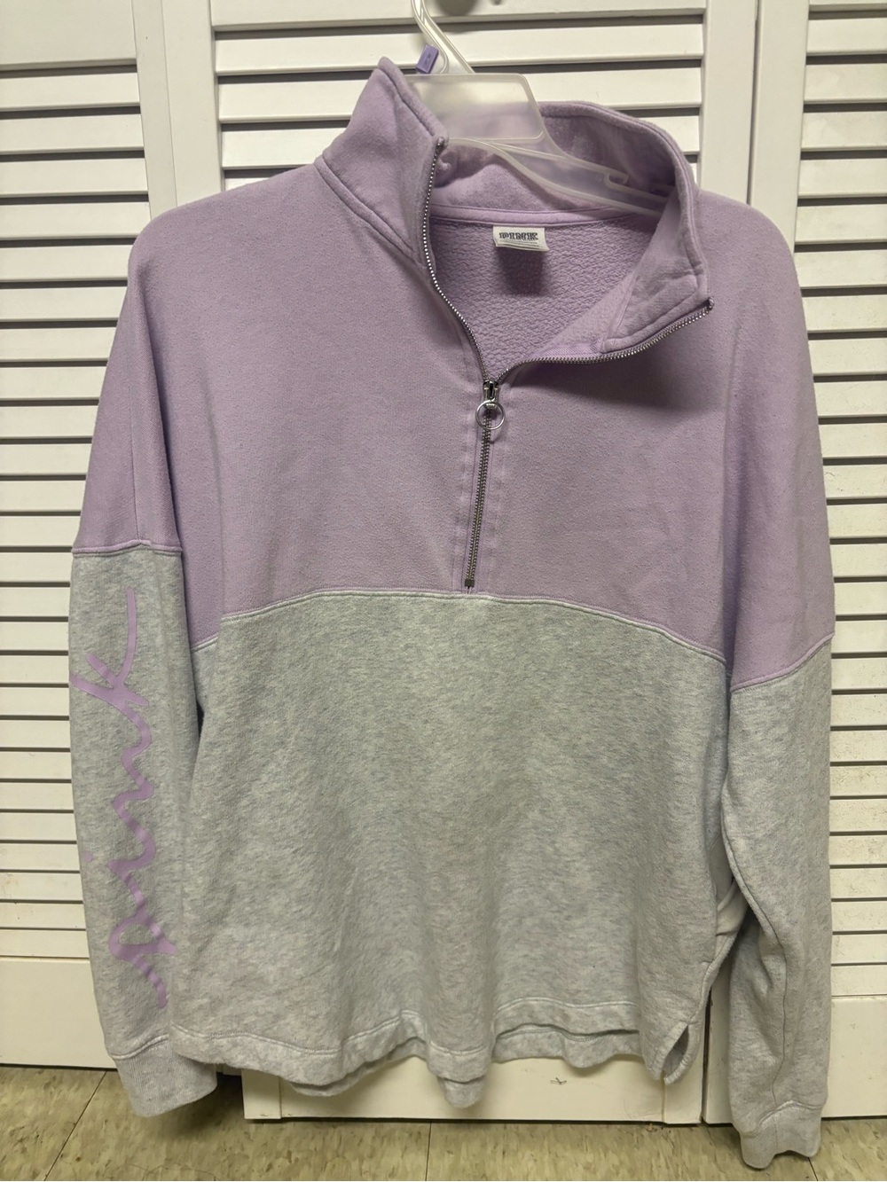 Victoria's Secret Lavender and Light Gray Quarter-Zip Fleece